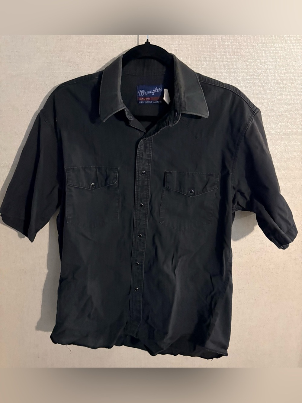 Vintage Wrangler Black Short-Sleeve Button-Down Shirt